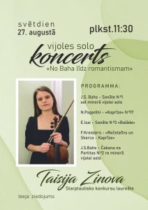 Koncerts “Vijoles solo: no Baha līdz romantismam” Daugavpils Mārtiņa Lutera katedrālē